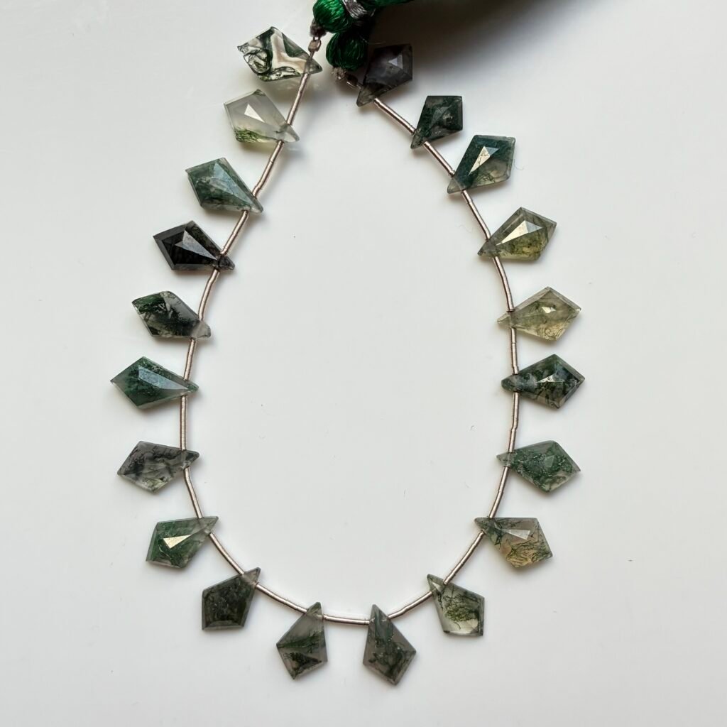 Moss Agate Diamond Shape12*8mm, 20cm