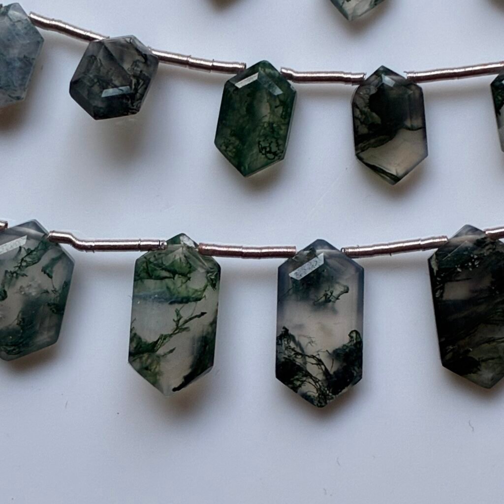Moss Agate, Hexagon Shape,