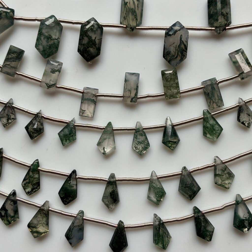 Moss Agate, Hexagon Shape,
