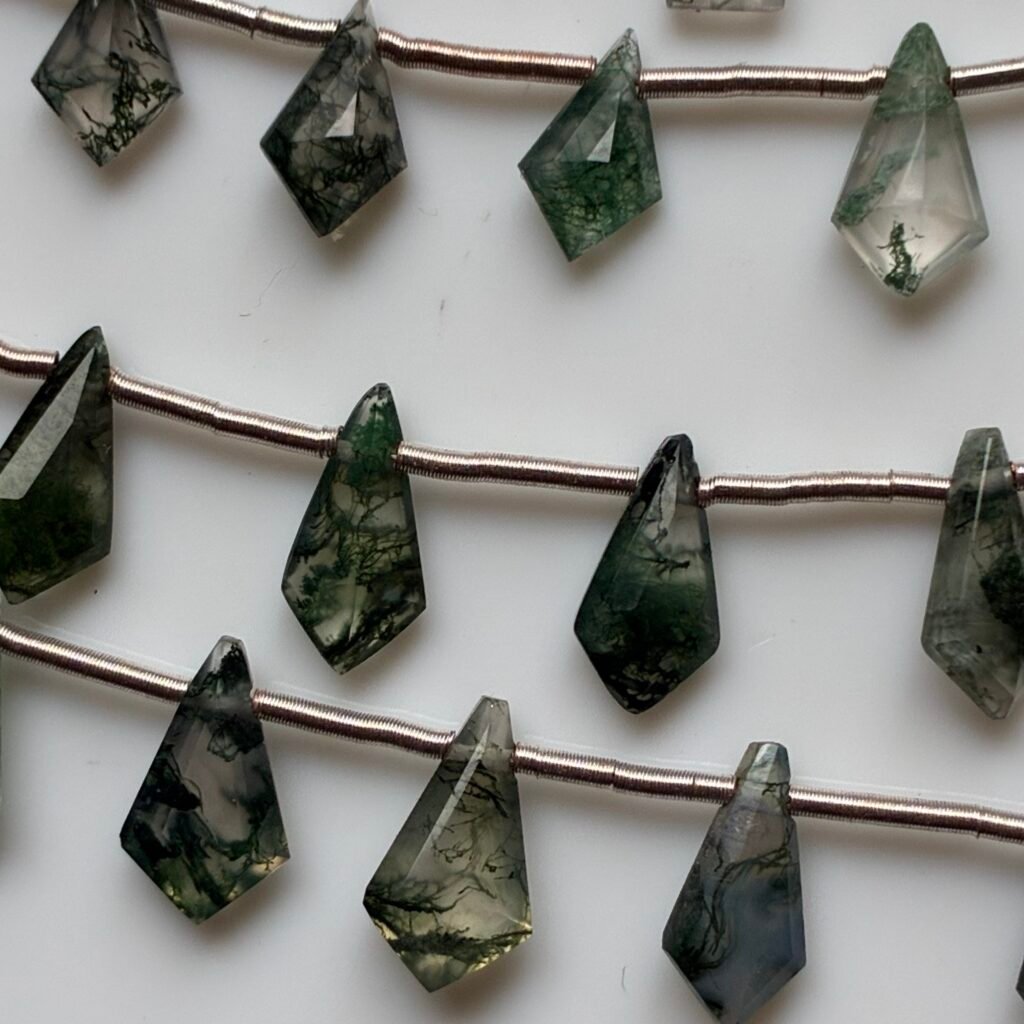 Moss Agate, Hexagon Shape,