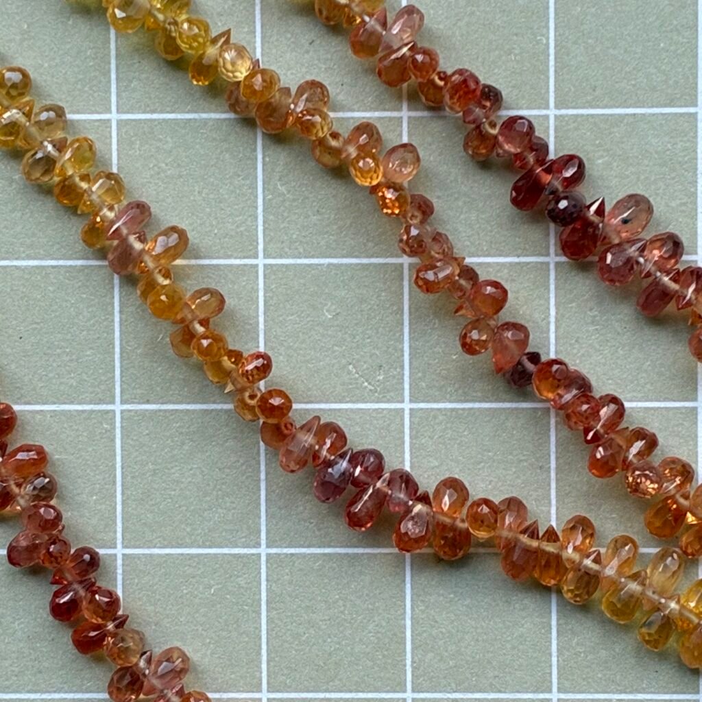 Sapphire, Orange Yellow, Faceted Drops ,21 Cm, 4.5*2.5 mm