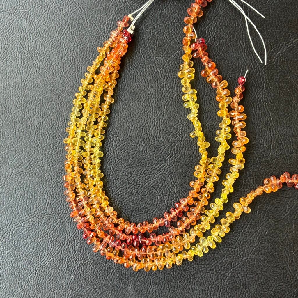 Sapphire, Orange Yellow, Faceted Drops ,21 Cm, 4.5*2.5 mm