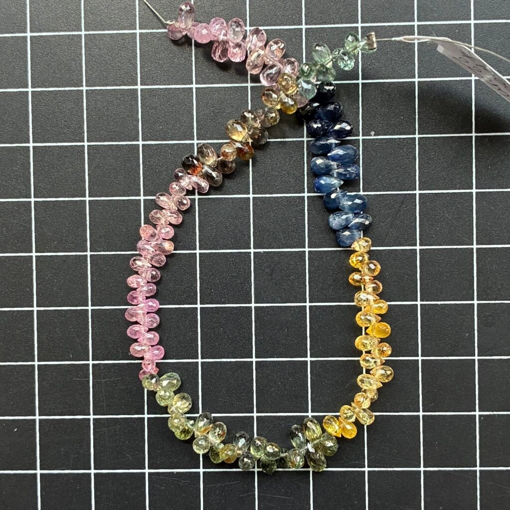 Sapphire, Multi color, Drops, 22 Cm, 5*3 mm