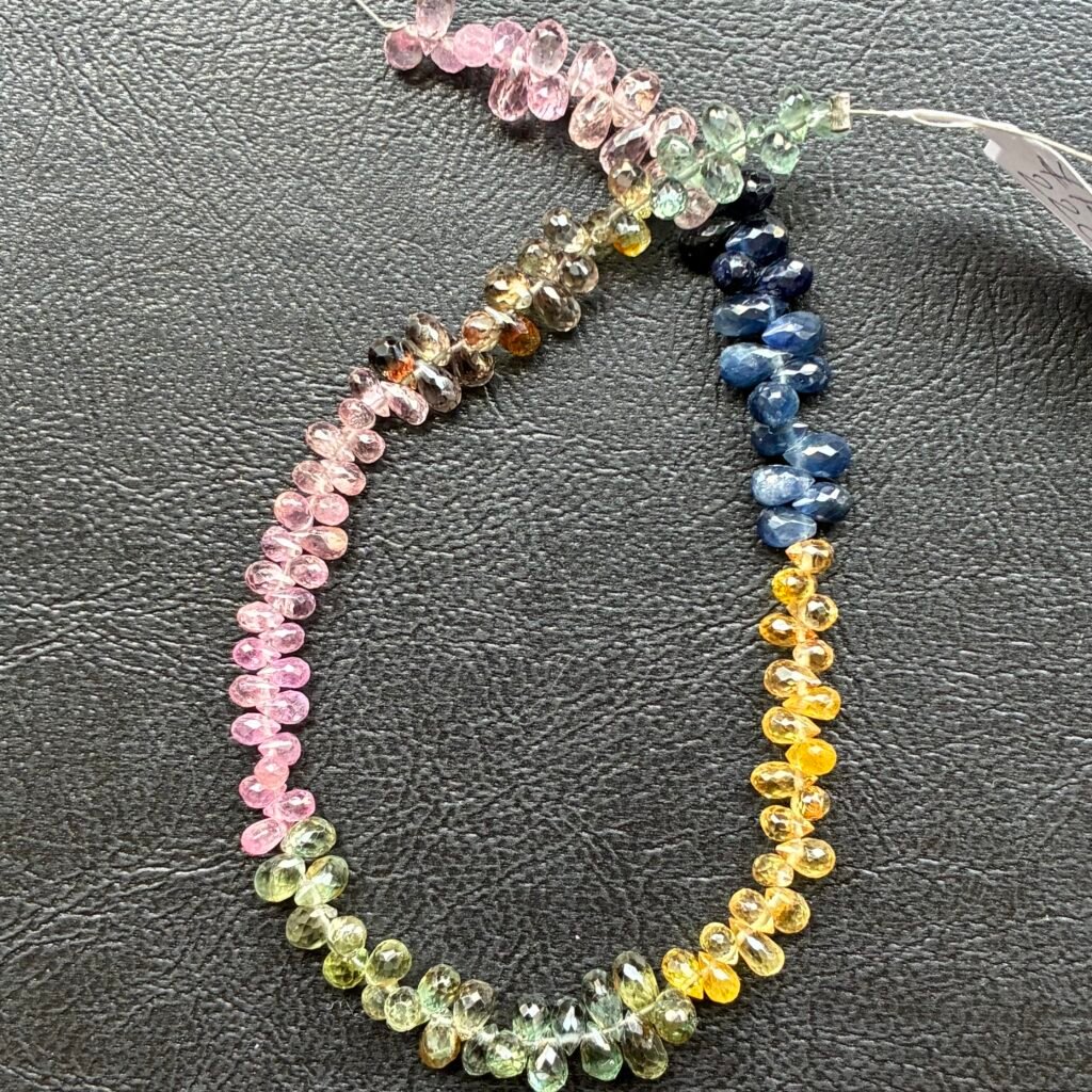 Sapphire, Multi color, Drops, 22 Cm, 5*3 mm