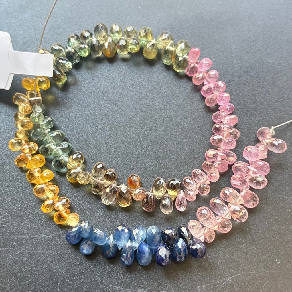 Sapphire, Multi color, Drops, 22 Cm, 5*3 mm
