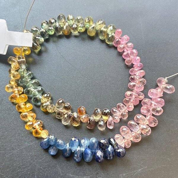 Sapphire, Multi color, Drops, 22 Cm, 5*3 mm