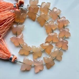 Chalcedony Peach, Butterfly, 10 Beads, 10*14.7 mm