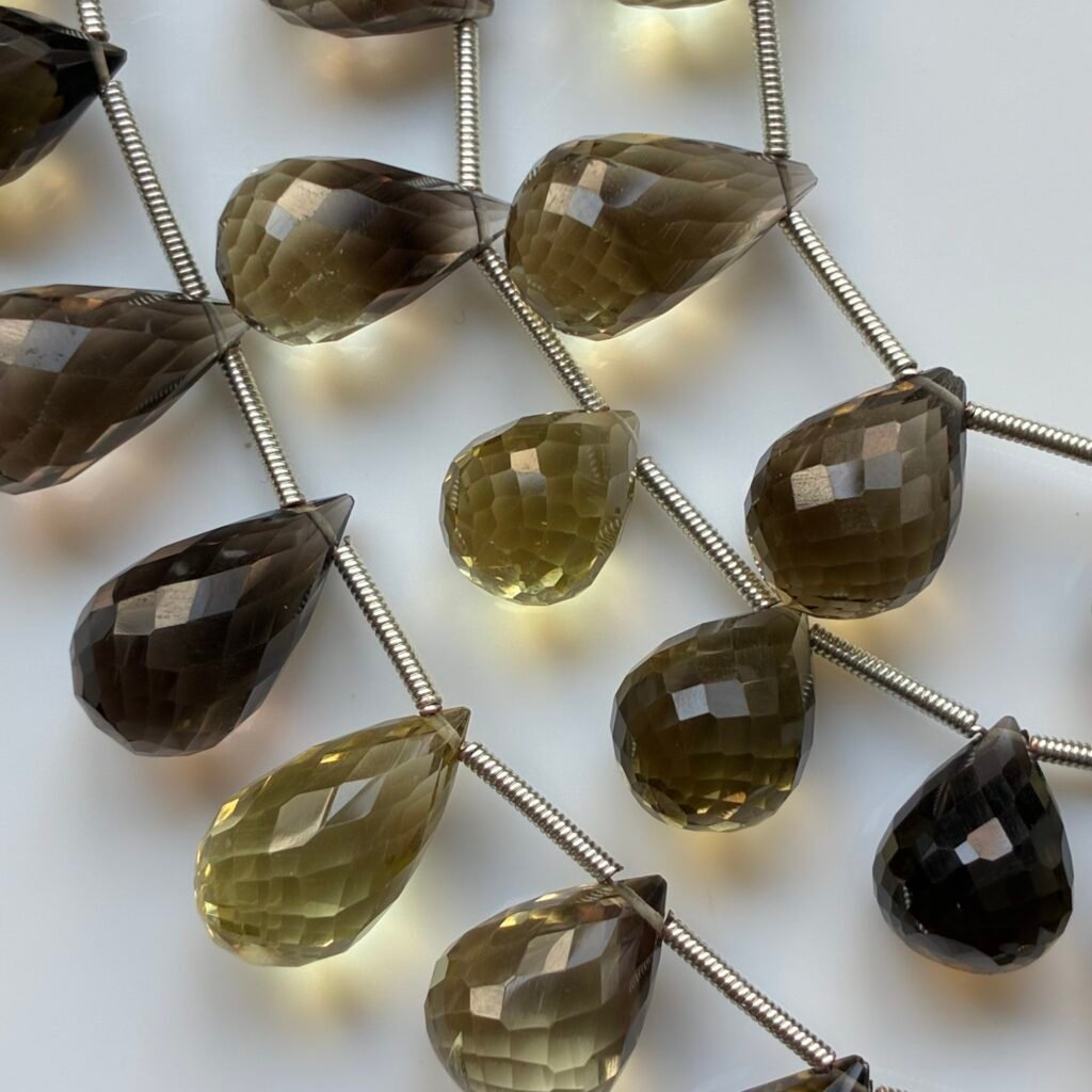 Bio Lemon Quartz, Drops, 16.5*9.3 - 14*9 mm, 16 beads, 22 cm