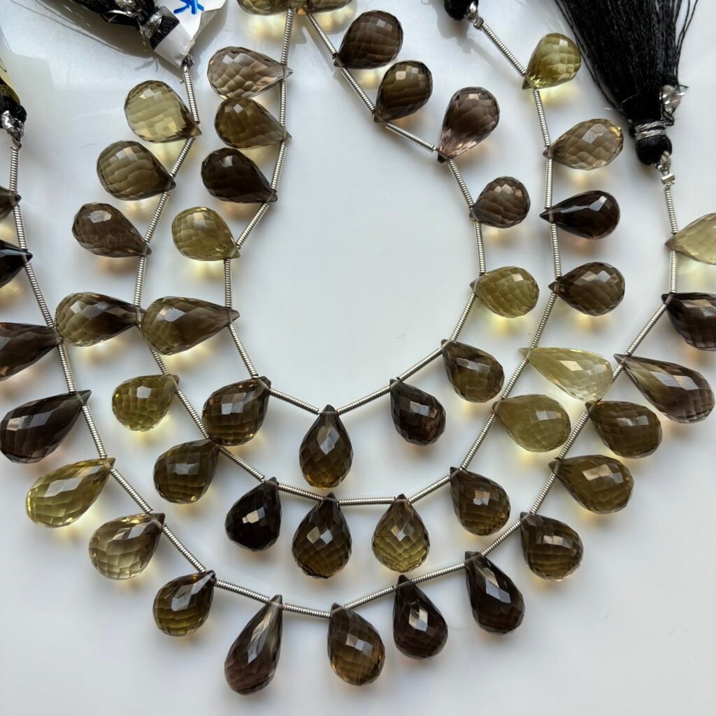 Bio Lemon Quartz, Drops, 16.5*9.3 - 14*9 mm, 16 beads, 22 cm