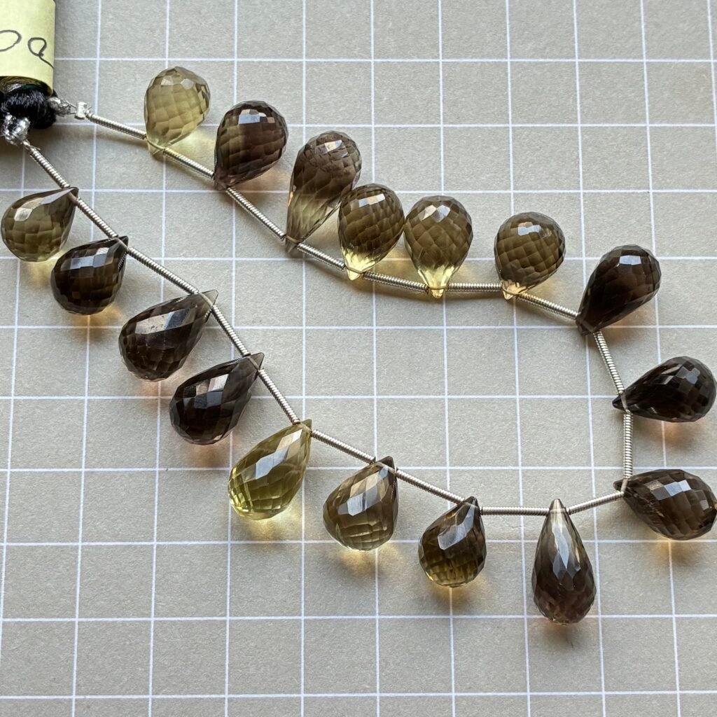 Bio Lemon Quartz, Drops, 16.5*9.3 - 14*9 mm, 16 beads, 22 cm