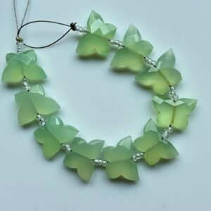 Chalcedony, Light Green, Butterfly, 10*14 mm, 10 beads