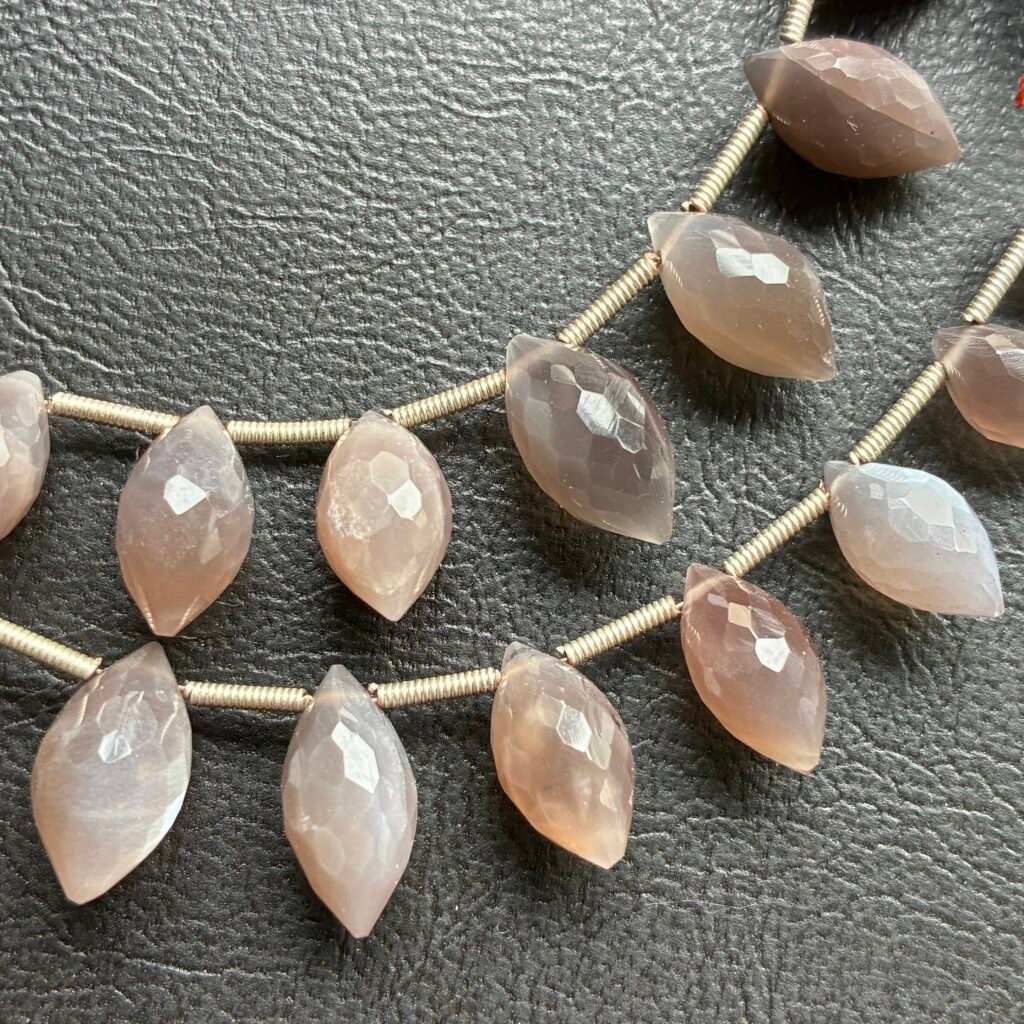 Chocolate Moonstone, Faceted Dew Drop, 12 beads, 14.3*8mm- 9.8*6 mm