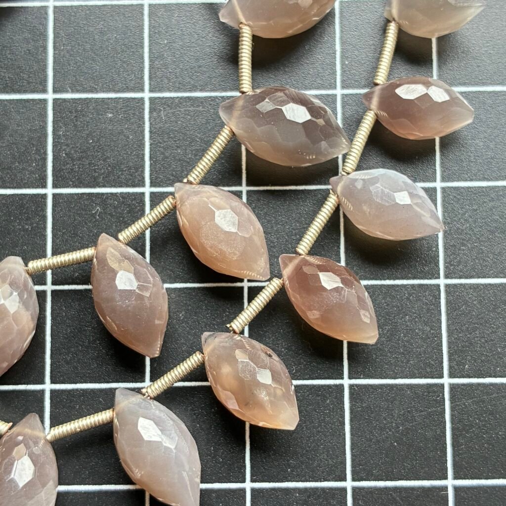Chocolate Moonstone, Faceted Dew Drop, 12 beads, 14.3*8mm- 9.8*6 mm