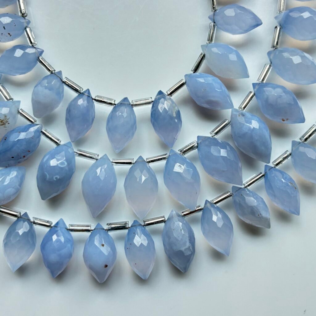 Chalcedony, Faceted Dew Drop, 20 beads, 13.6*6.5 - 11*6.5 mm
