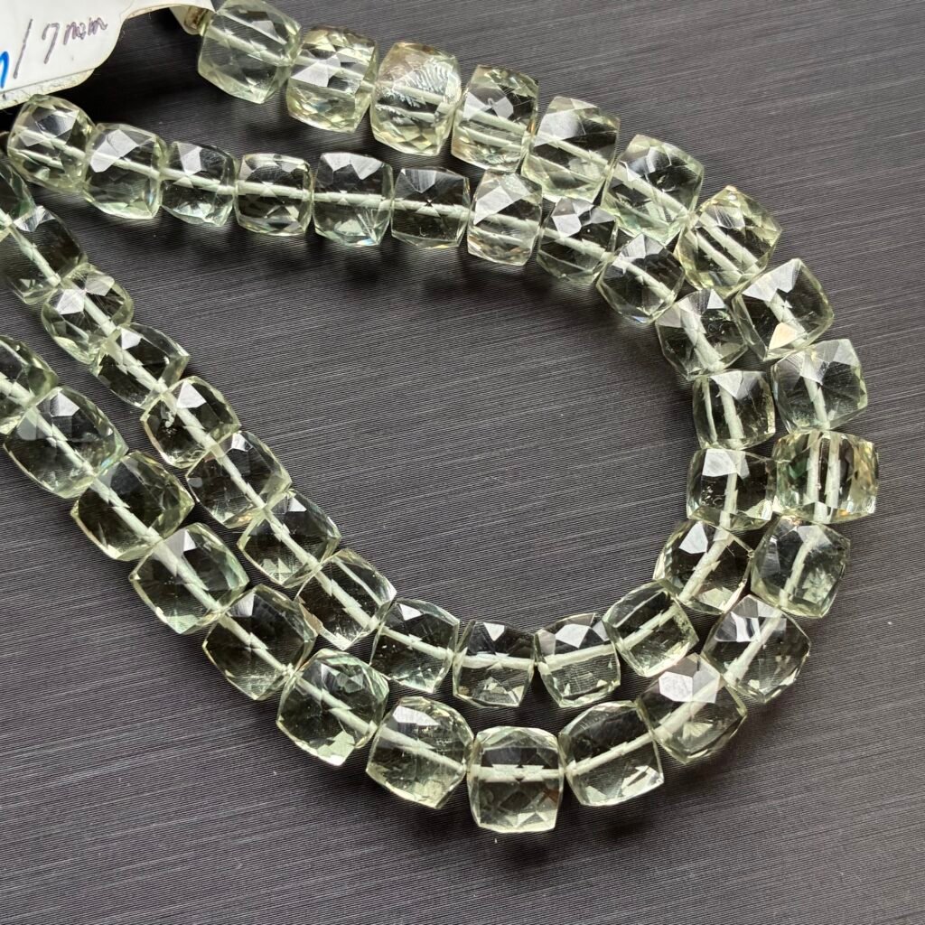 Green Amethyst Cube, 22 Beads, 7*6mm,16 Cm