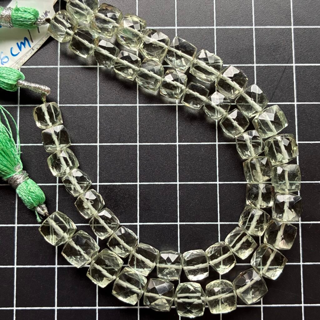 Green Amethyst Cube, 22 Beads, 7*6mm,16 Cm