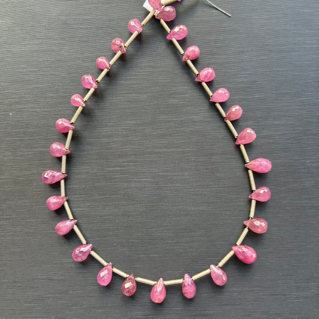 Ruby Natural Pink, Drops, 7*4mm, 22 Cm,29pc