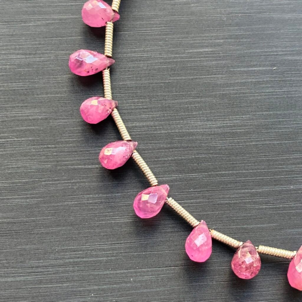 Ruby Natural Pink, Drops, 7*4mm, 22 Cm,29pc