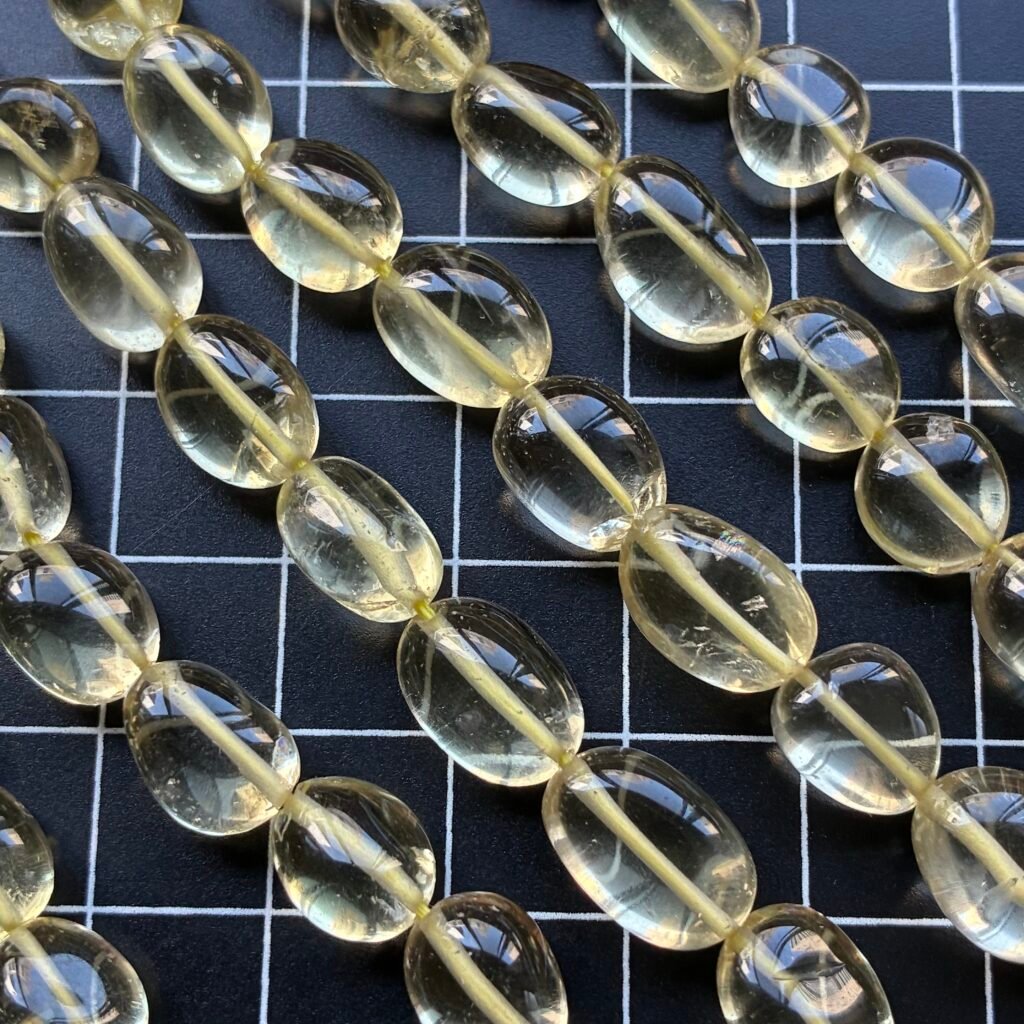 レモンクォーツ、スムースタンブル、12×9×6mm、42cm