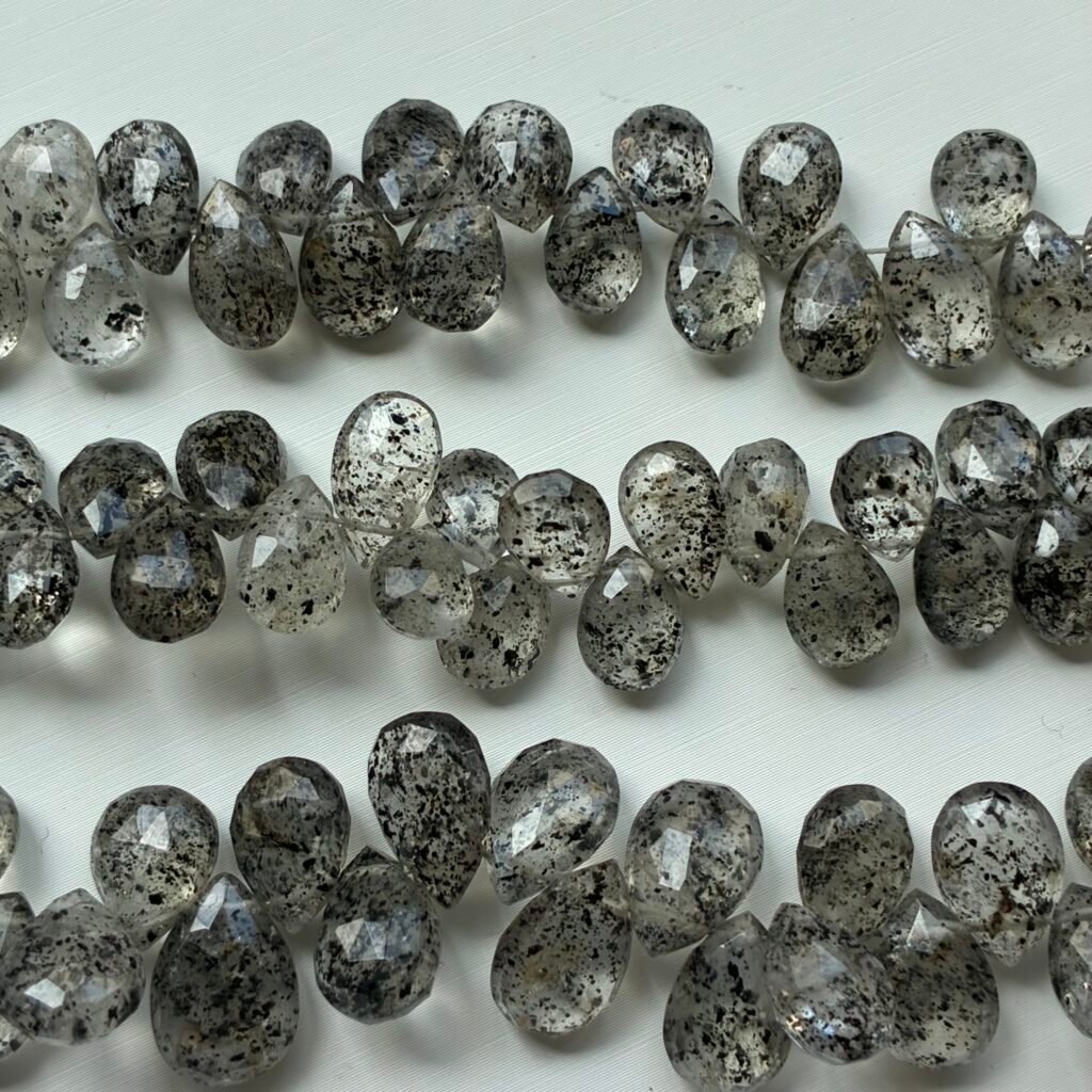 Dots Rutile Quartz,Faceted Pear, 10*6*4mm, 24cm