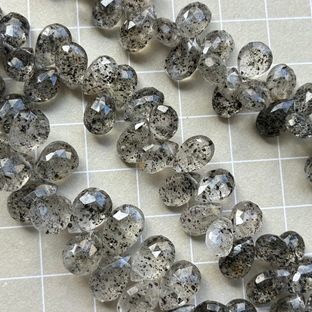 Dots Rutile Quartz,Faceted Pear, 10*6*4mm, 24cm