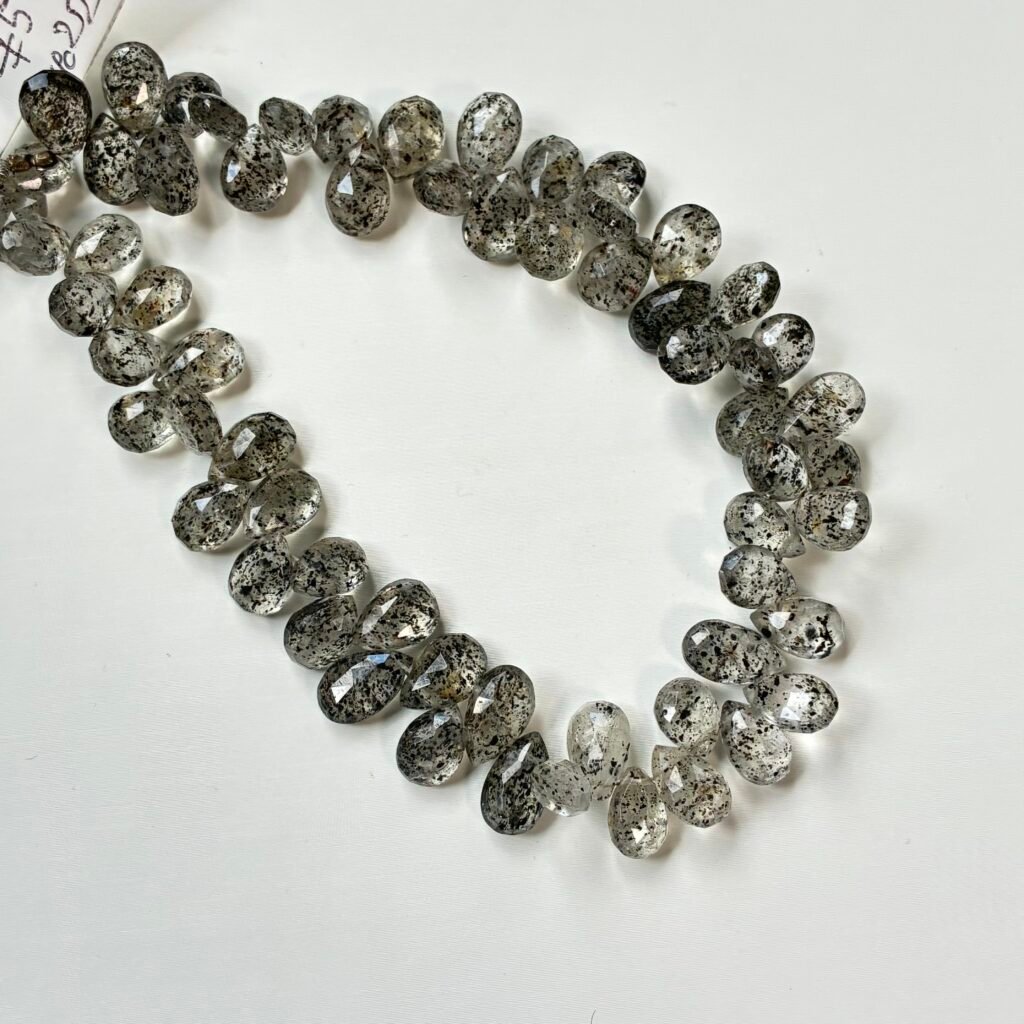 Dots Rutile Quartz,Faceted Pear, 10*6*4mm, 24cm