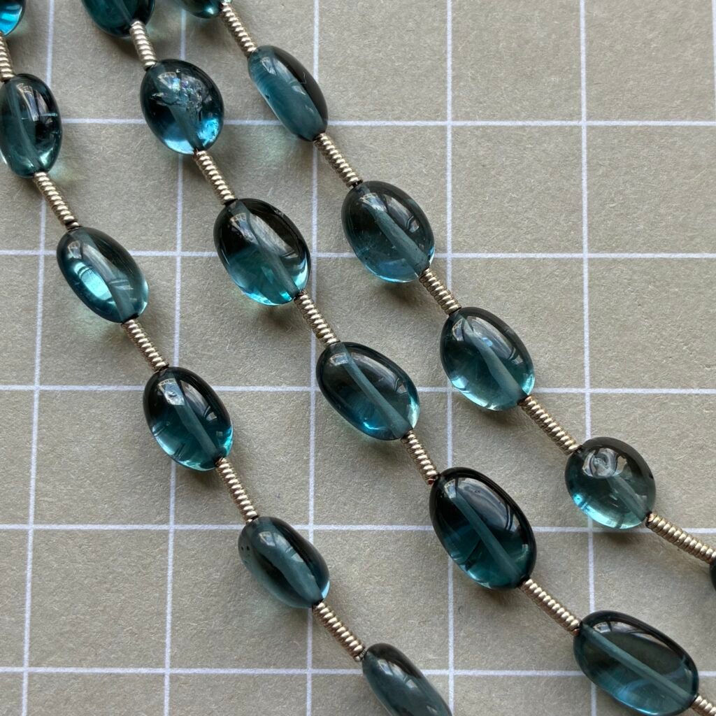 L Blue Topaz ,Smooth Nuggets,8*5mm, 15cm