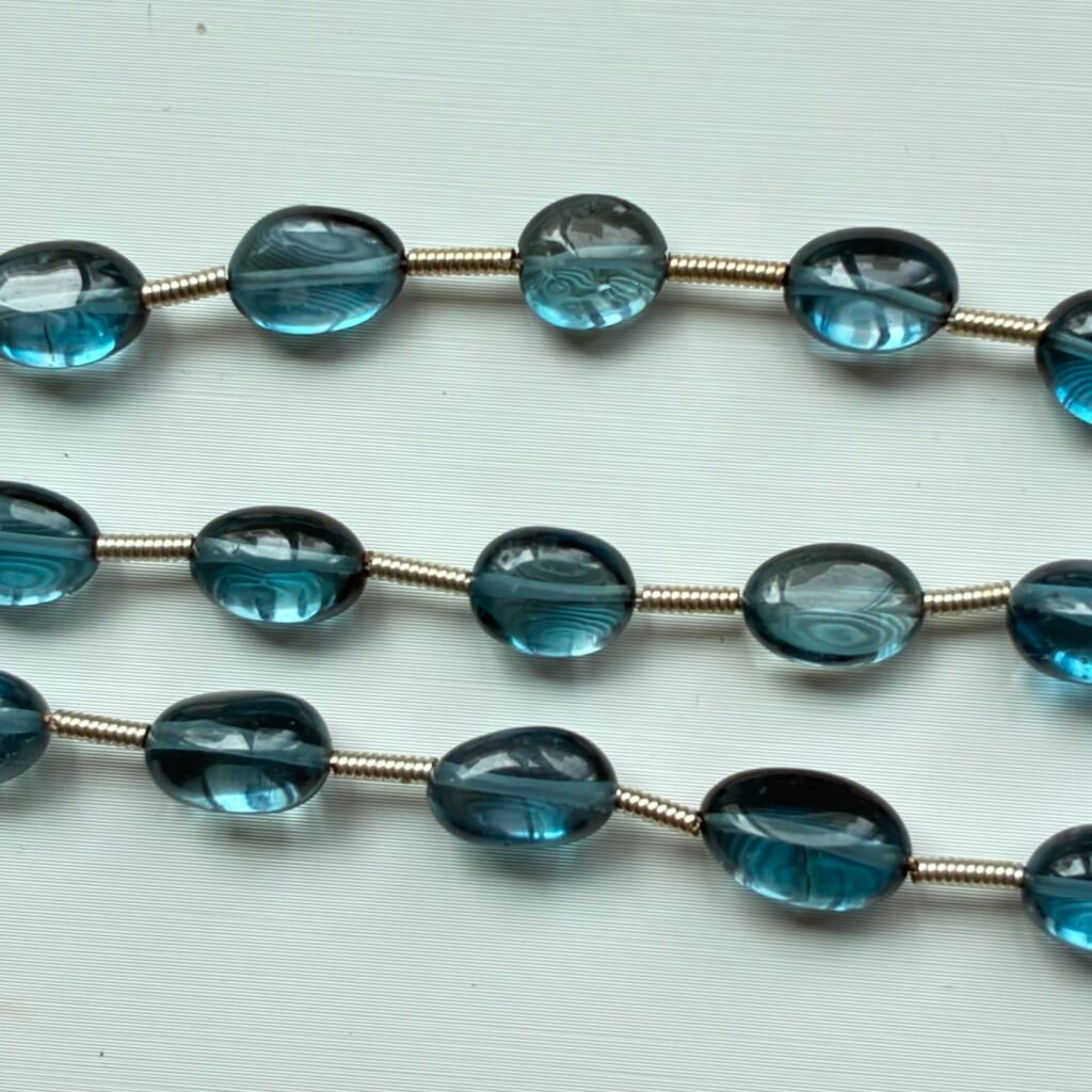 L Blue Topaz ,Smooth Nuggets,8*5mm, 15cm