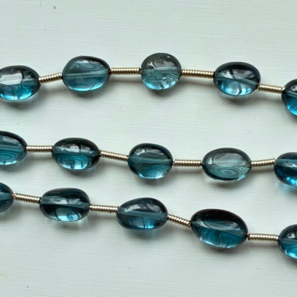 L Blue Topaz ,Smooth Nuggets,8*5mm, 15cm