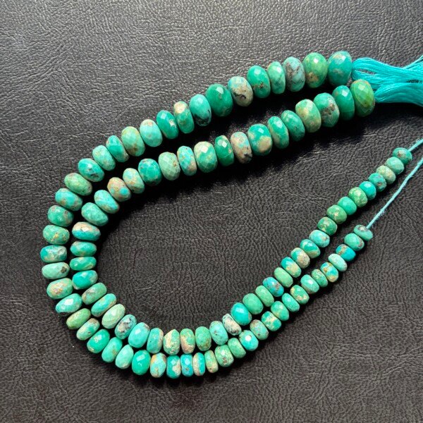 Natural Turquoise Rondelles, 25 Cm , 5.5- 12mm