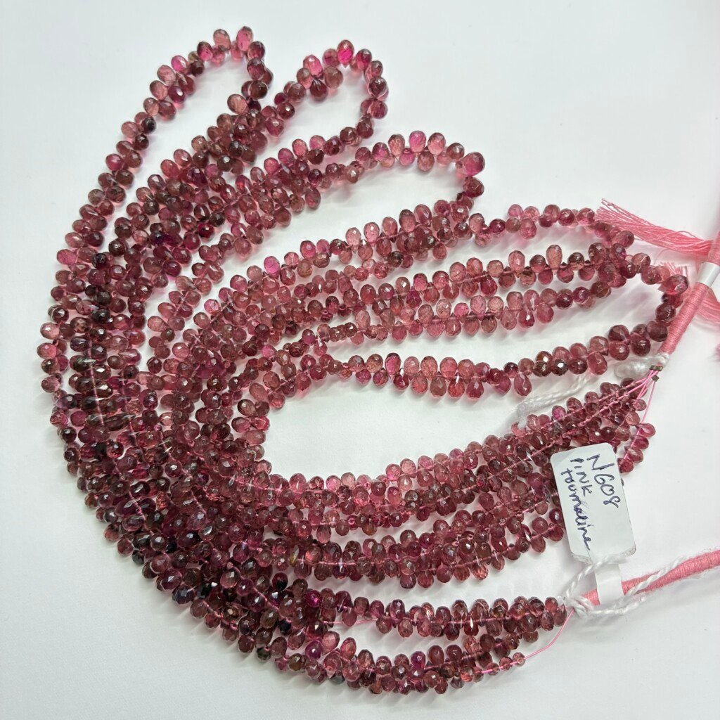 Pink Tourmaline Faceted Tear Drops, 40 Cm,6*4mm