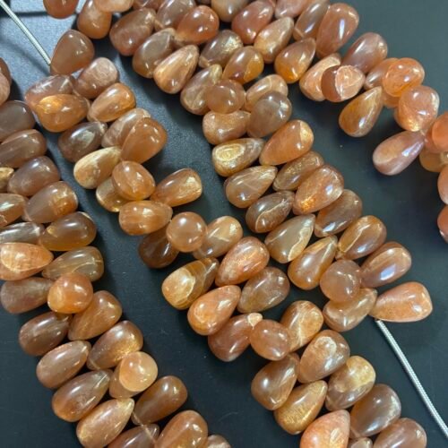 Golden Shine Moonstone Drops Smooth,10Cm , 34beads
