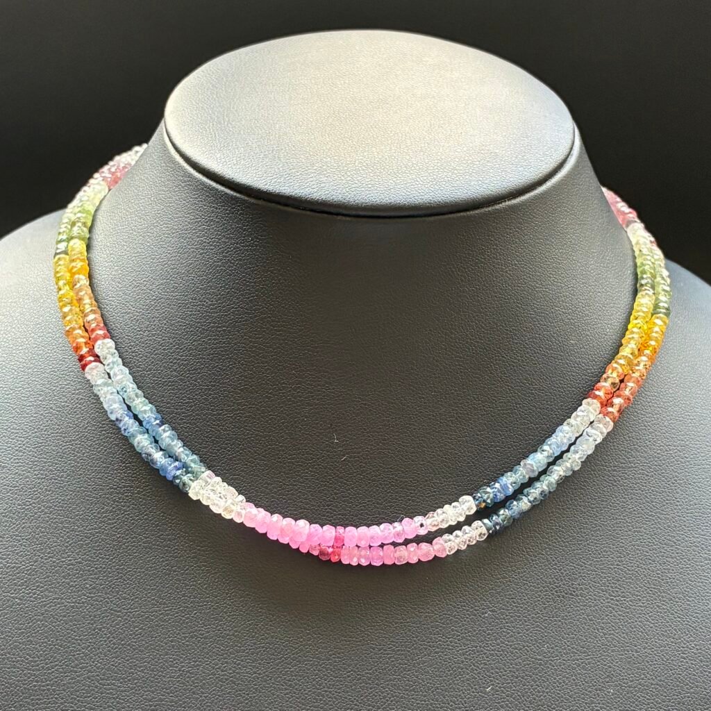 Sapphire multy color, faceted rondel, 38 cm, 3.7* 2.7 mm approx