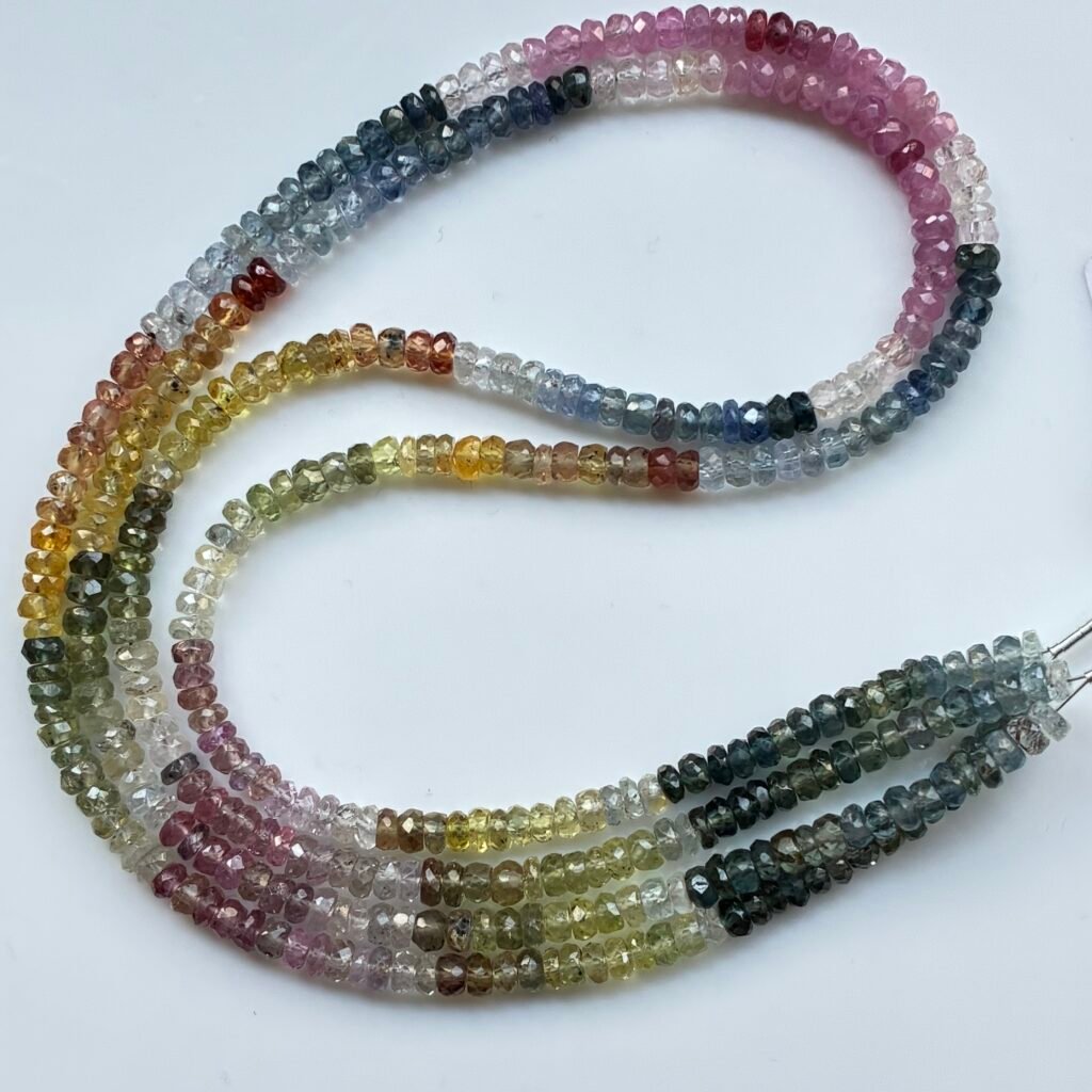 Sapphire multy color, faceted rondel, 38 cm, 3.7* 2.7 mm approx