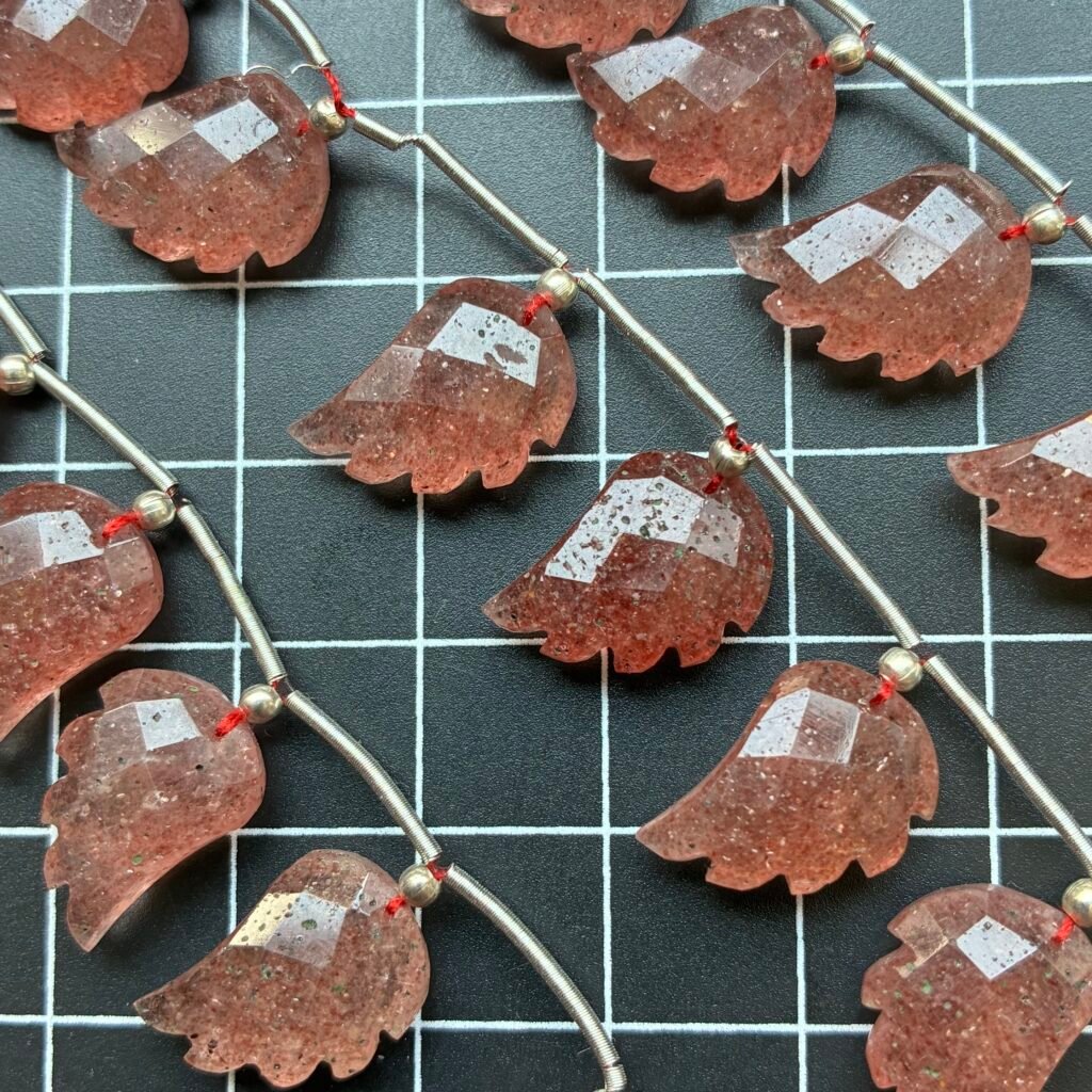 Strawberry Quartz, Wings, 10 Beads, 15*10 mm
