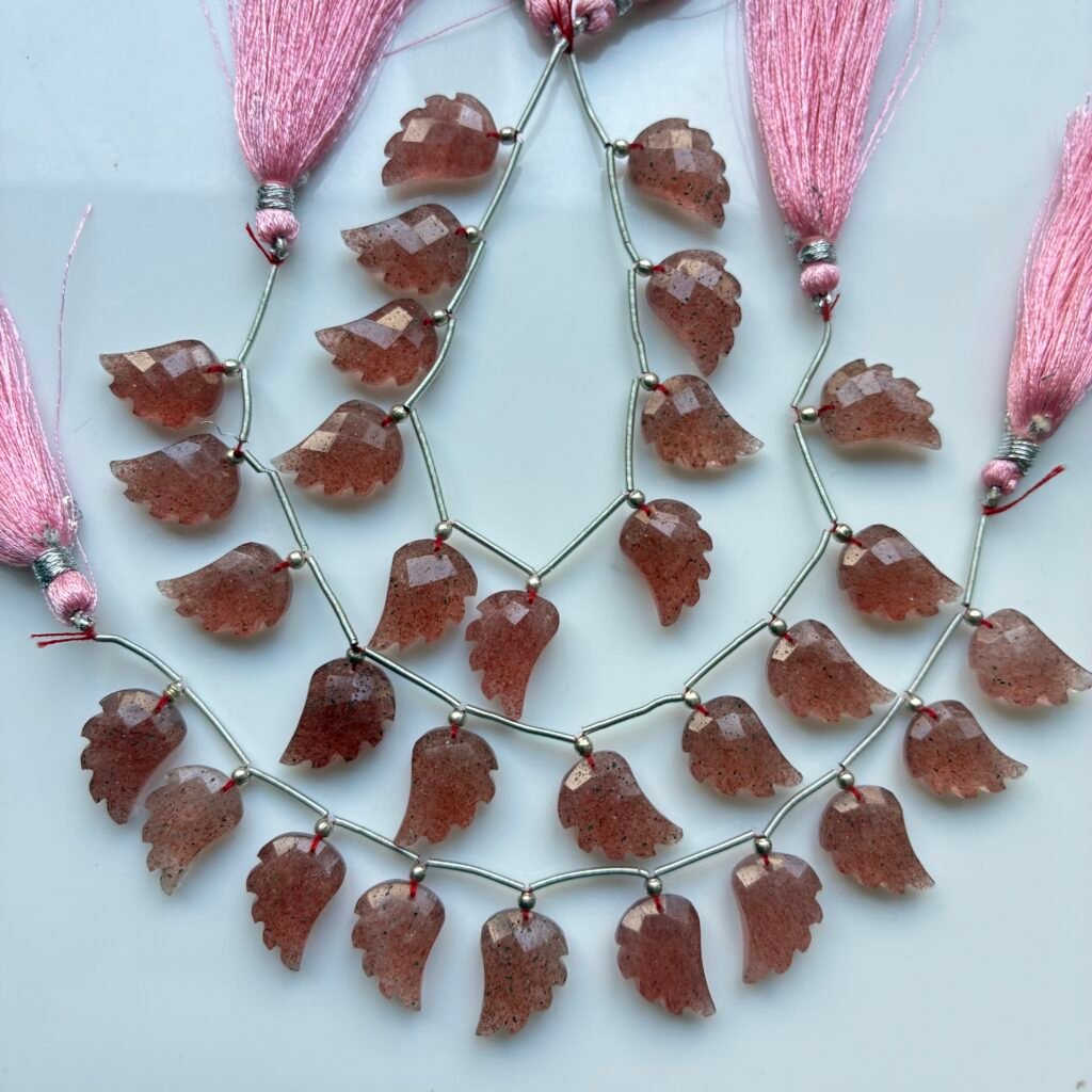 Strawberry Quartz, Wings, 10 Beads, 15*10 mm