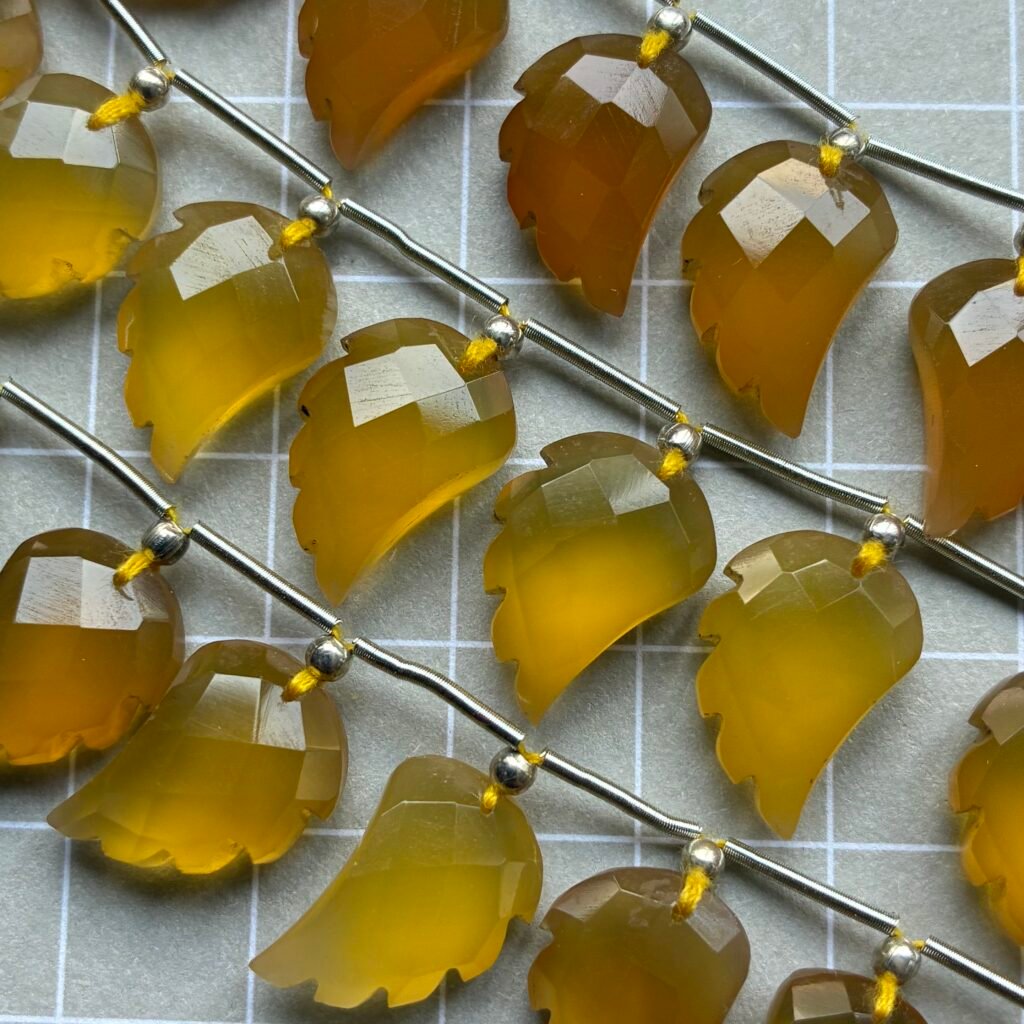 Chalcedony Yellow, Wings, 10 Beads, 15*10 mm