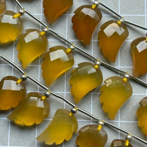 Chalcedony Yellow, Wings, 10 Beads, 15*10 mm
