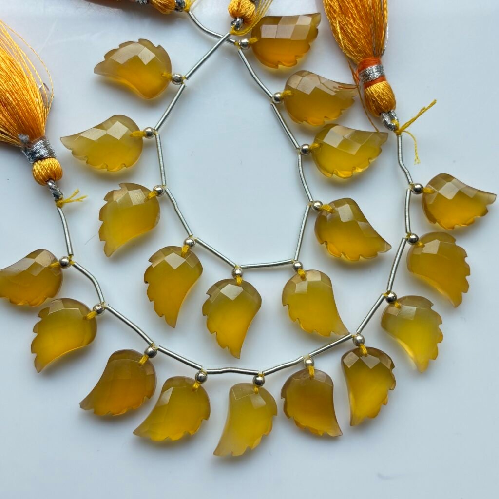 Chalcedony Yellow, Wings, 10 Beads, 15*10 mm