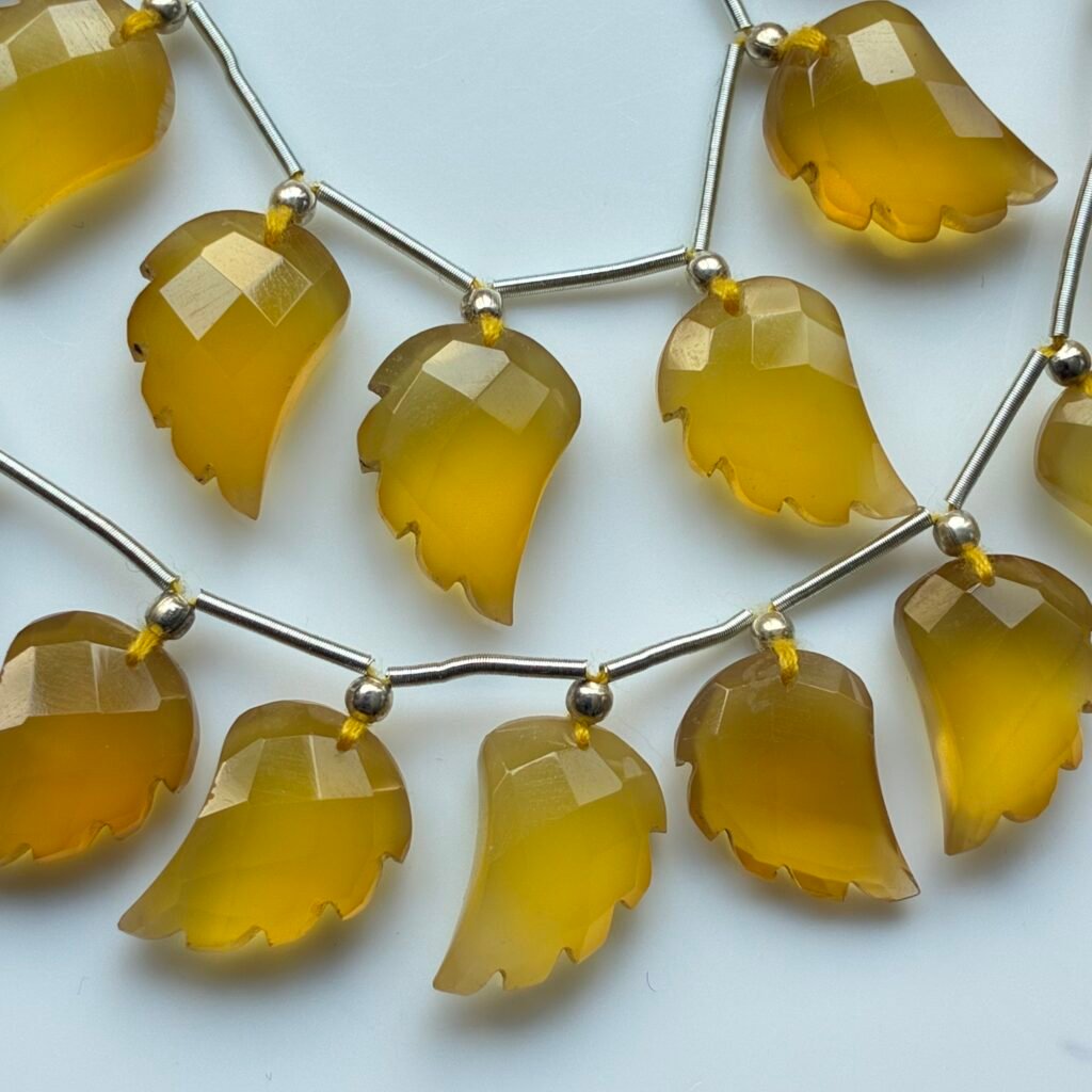 Chalcedony Yellow, Wings, 10 Beads, 15*10 mm