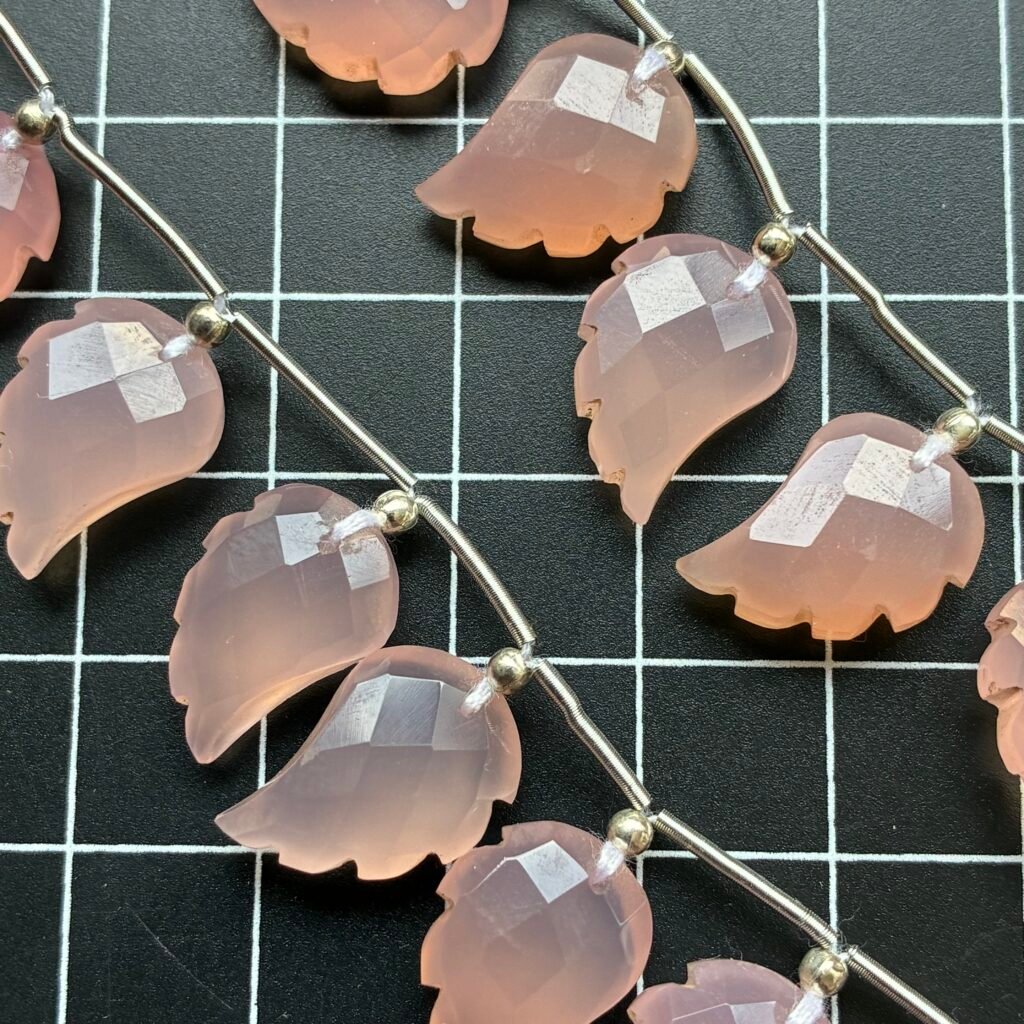 Chalcedony, Pink, Wings, 10 Beads, 15*10 mm