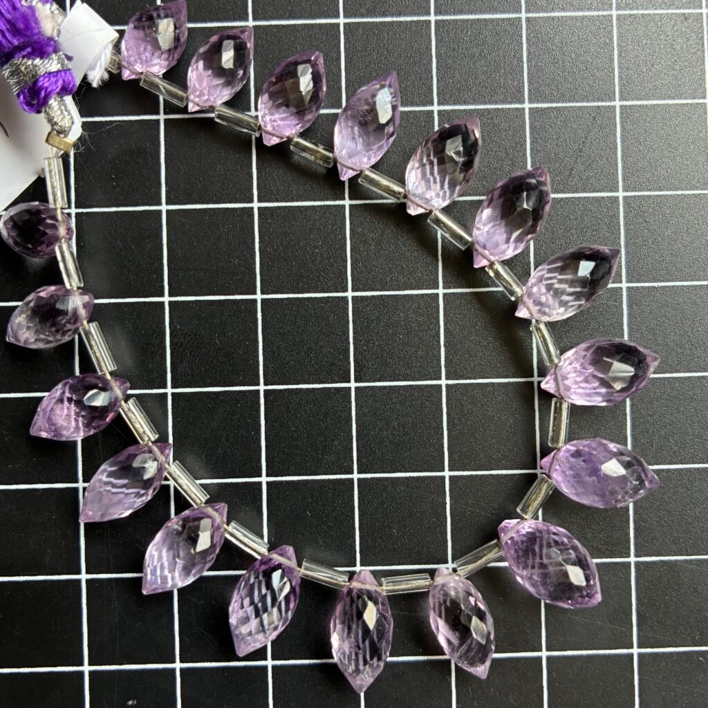 Pink Amethyst Faceted Dew Drops, 18 beads, 13.8*7 mm