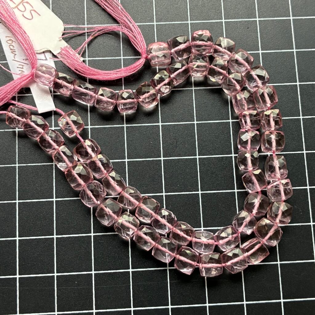 Crystal, Pink, Faceted Box, Mystic on Natural