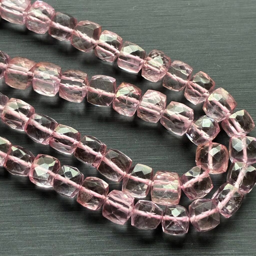 Crystal, Pink, Faceted Box, Mystic on Natural
