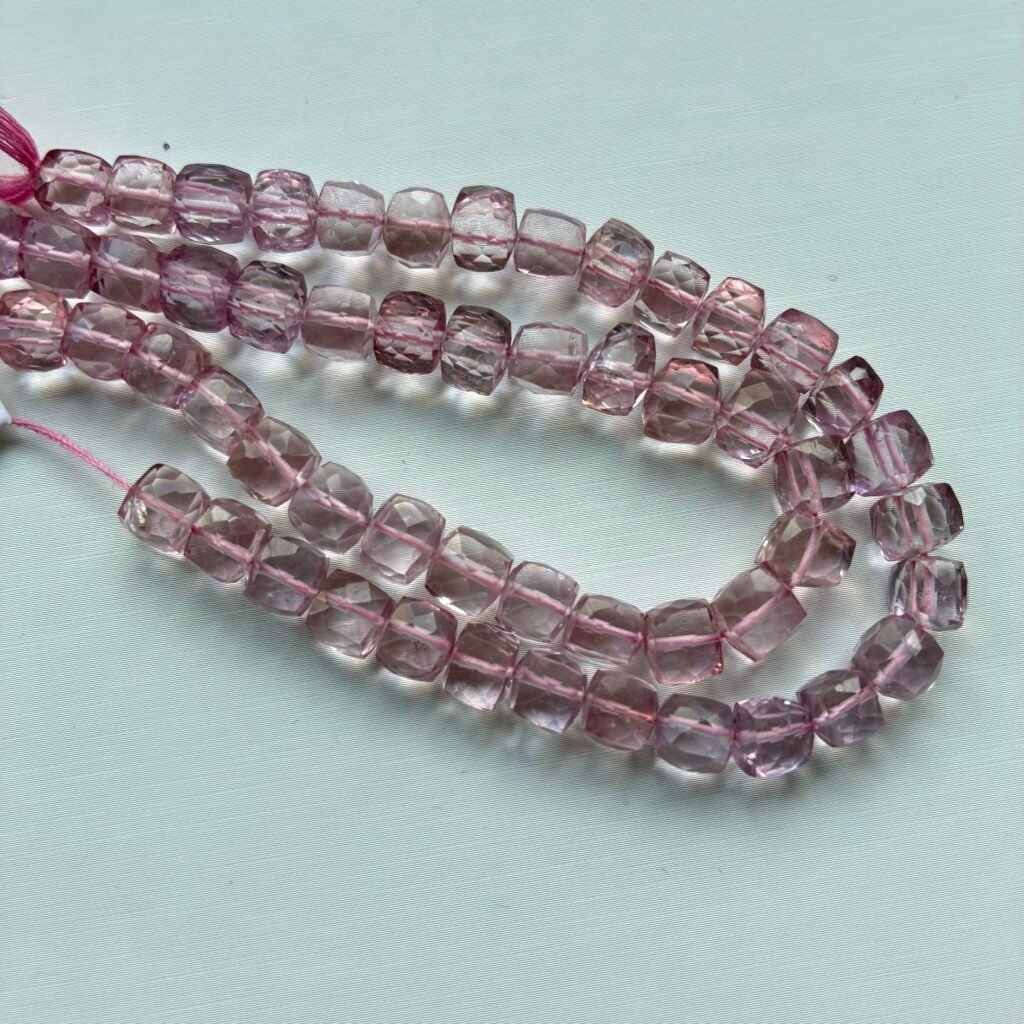 Crystal, Pink, Faceted Box, Mystic on Natural