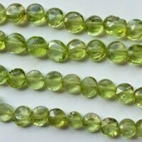 Peridot Coins, Faceted, 4*3mm , 18cm