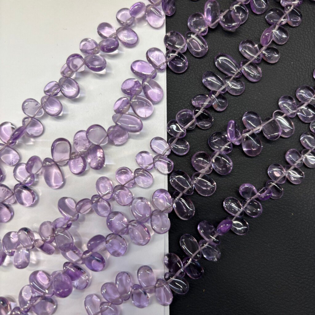 Pink Amethyst, Smooth Pears, 24 cm, 10*7*3.5 - 7.2*5*2.7 mm