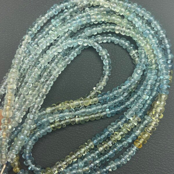 Aquamarine, Smooth Rondel, 4-4.5 mm, Green Blue,  40 cm