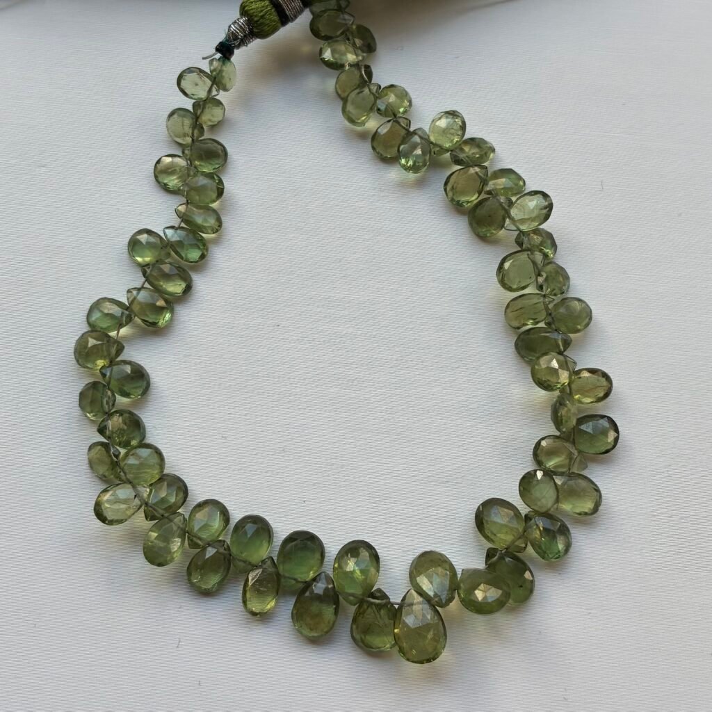 Apatite Faceted Pears, Natural AAA Quality Green , 6*3mm , 22cm