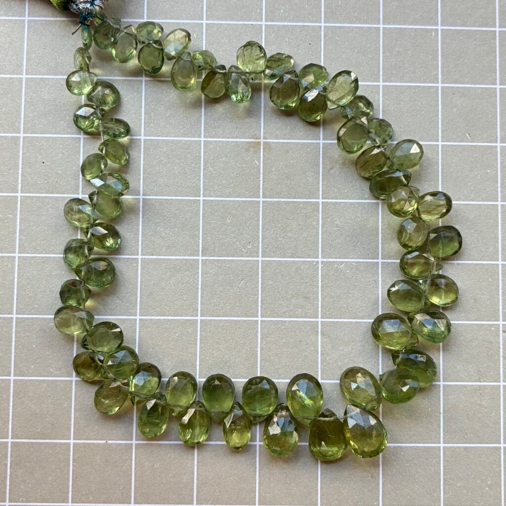 Apatite Faceted Pears, Natural AAA Quality Green , 6*3mm , 22cm